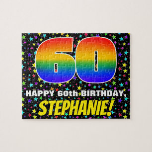 60th Birthday — Fun, Colourful Star Field Pattern Jigsaw Puzzle