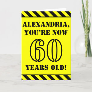 60th Birthday: Fun Stencil Style Text, Custom Name Card