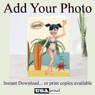 60th Birthday Funny Bikini Card 😎 Women Beach Gag