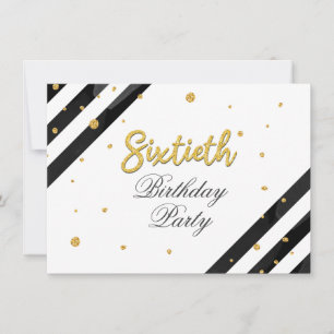 60th Birthday Geometric Script Gold Glitter Party