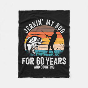 60th Birthday Gift For Fisherman Men Funny Fishing Fleece Blanket
