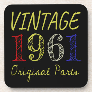 60th Birthday Gift Vintage 1961 Original Parts Coaster