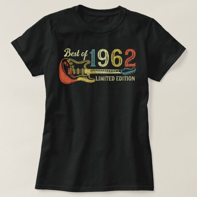 60th birthday gifts for men women Guitarver Born i T-Shirt (Design Front)