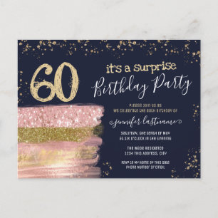 60th Birthday Glitter Cake Surprise Party Postcard