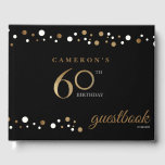 60th birthday gold confetti and black personalized guest book<br><div class="desc">Celebrate your milestone 60th birthday in style with our elegant and personalized 60th Birthday Gold Confetti and Black Guest Book. This guest book will be a cherished keepsake of your special day, filled with well-wishes, memories, and heartfelt messages from your friends and loved ones. The design features a classic and...</div>