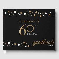 60th birthday gold confetti and black personalized