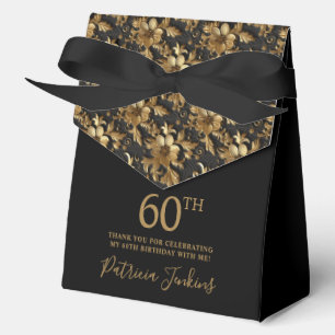 60th Birthday Gold Floral Thank You Favour Box