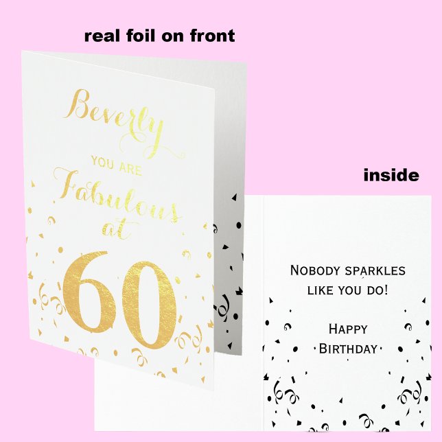 60th Birthday Gold Foil Fabulous at 60 Foil Card (Creator Uploaded)