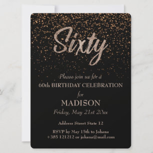 60th Birthday Gold Glitter Invitation