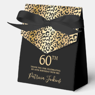 60th Birthday Gold Leopard Print Thank You Favour Box