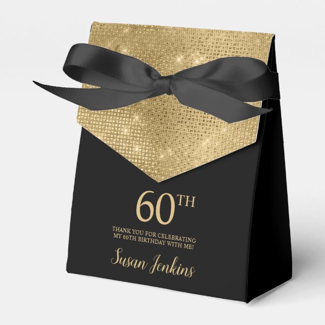 60th Birthday Gold Thank You Favor Box (Front Side)