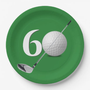 60th Birthday Golf Ball and Club Paper Plate