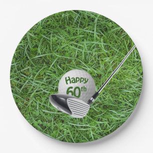 60th Birthday Golf Ball and Club Paper Plate