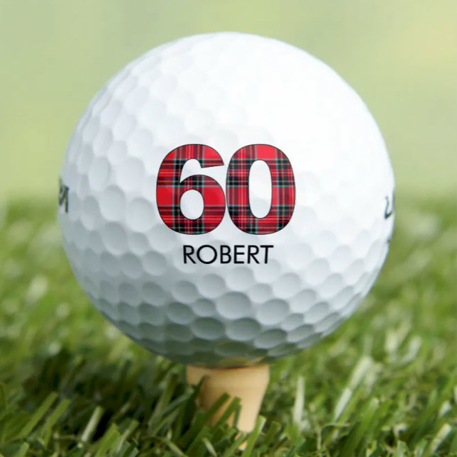 60th birthday golf balls 60 years golf plaid gift (Creator Uploaded)