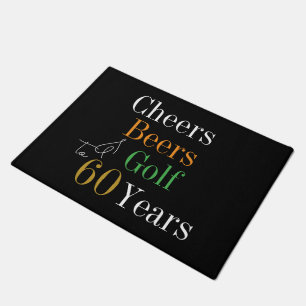 60th Birthday Golf Cheers Beers Black Gold Doormat