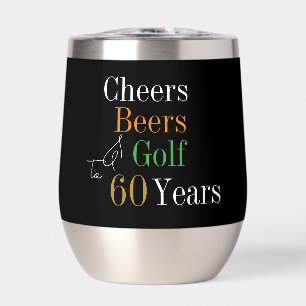 60th Birthday Golf Cheers Beers Black Gold Party