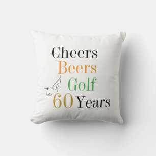60th Birthday Golf Cheers Beers Minimal Cushion
