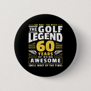 60th Birthday Golf Player 60 Years Old Golfer 6 Cm Round Badge