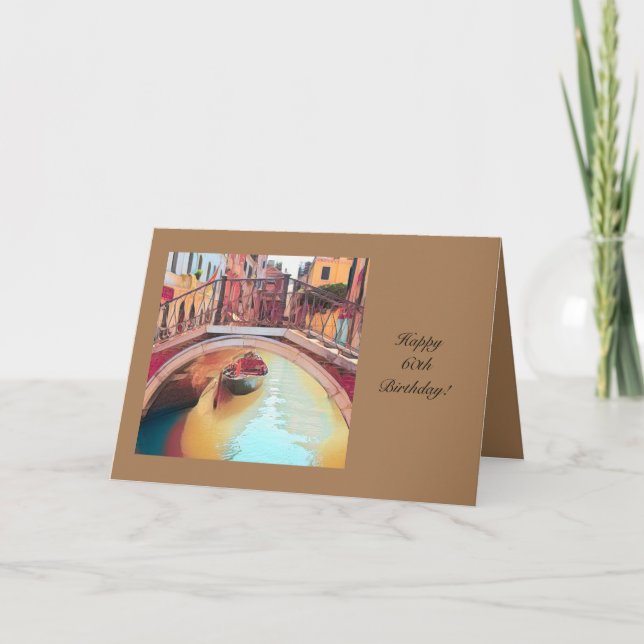 60th Birthday Greeting Card with Venice, Italy (Front)