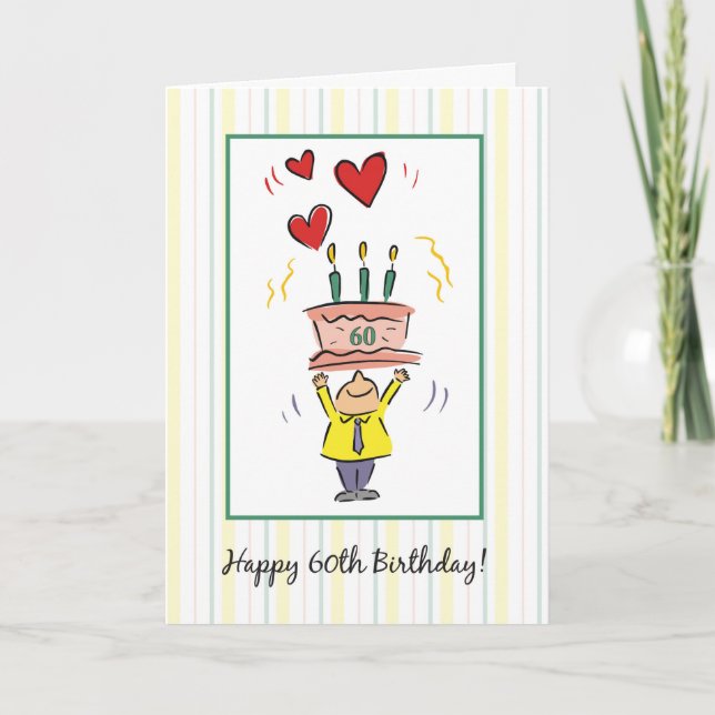 60th Birthday Hearts Card (Front)