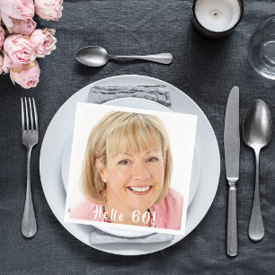 60th birthday hello 60 photo women napkin