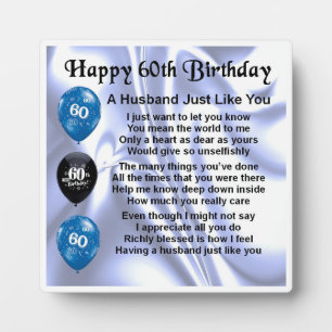 60th  Birthday Husband Poem Plaque