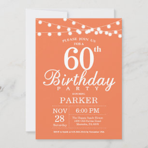 60th Birthday Invitation Coral