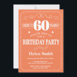 60th Birthday Invitation Coral and White<br><div class="desc">60th Birthday Invitation Coral and White Typography. Coral and White Background. Adult Birthday. Male Men or Women Birthday. Kids Boy or Girl Lady Teen Teenage Bday Invite. 13th 15th 16th 18th 20th 21st 30th 40th 50th 60th 70th 80th 90th 100th. Any Age. For further customisation, please click the "Customise it"...</div>