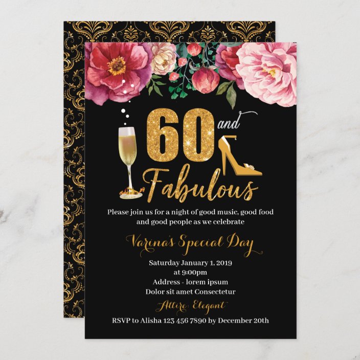 60th Birthday Invitation for Women | Zazzle.com.au