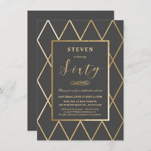 60th Birthday Invitation - Gold, Elegant, Trendy