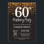 60th Birthday Invitation Gold Glitter<br><div class="desc">60th Birthday Invitation with Gold String Lights with Gold Glitter Background. Gold Birthday. Adult Birthday. Men or Women Bday Invite. 13th 15th 16th 18th 20th 21st 30th 40th 50th 60th 70th 80th 90th 100th, Any age. For further customisation, please click the "Customise it" button and use our design tool to...</div>