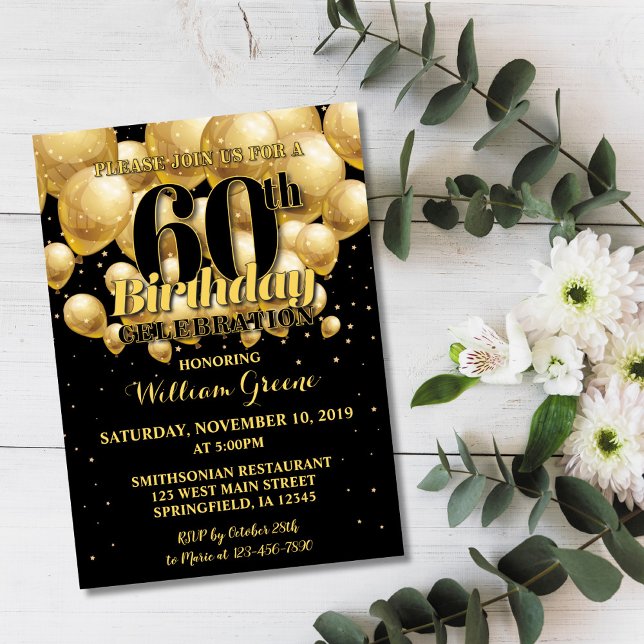 60th Birthday Invitation, Golden Birthday Invite (Creator Uploaded)