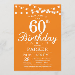 60th Birthday Invitation Orange