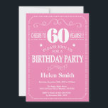 60th Birthday Invitation Pink and White<br><div class="desc">60th Birthday Invitation Pink and White Typography. Pink and White Background. Adult Birthday. Male Men or Women Birthday. Kids Boy or Girl Lady Teen Teenage Bday Invite. 13th 15th 16th 18th 20th 21st 30th 40th 50th 60th 70th 80th 90th 100th. Any Age. For further customisation, please click the "Customise it"...</div>