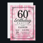 60th Birthday Invitation Pink Glitter<br><div class="desc">60th Birthday Invitation with Pink String Lights with Pink Glitter Background. Pink Birthday. Adult Birthday. Men or Women Bday Invite. 13th 15th 16th 18th 20th 21st 30th 40th 50th 60th 70th 80th 90th 100th, Any age. For further customisation, please click the "Customise it" button and use our design tool to...</div>