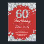 60th Birthday Invitation Red and Silver Diamond<br><div class="desc">60th Birthday Invitation. Red and Silver Rhinestone Diamond. Elegant Birthday Bash invite. Adult Birthday. Women Birthday. Men Birthday. For further customisation,  please click the "Customise it" button and use our design tool to modify this template.</div>