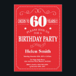 60th Birthday Invitation Red and White<br><div class="desc">60th Birthday Invitation Red and White Typography. Red and White Background. Adult Birthday. Male Men or Women Birthday. Kids Boy or Girl Lady Teen Teenage Bday Invite. 13th 15th 16th 18th 20th 21st 30th 40th 50th 60th 70th 80th 90th 100th. Any Age. For further customisation, please click the "Customise it"...</div>