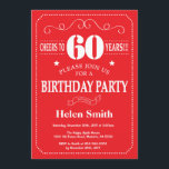 60th Birthday Invitation Red and White<br><div class="desc">60th Birthday Invitation Red and White Typography. Red and White Background. Adult Birthday. Male Men or Women Birthday. Kids Boy or Girl Lady Teen Teenage Bday Invite. 13th 15th 16th 18th 20th 21st 30th 40th 50th 60th 70th 80th 90th 100th. Any Age. For further customisation, please click the "Customise it"...</div>