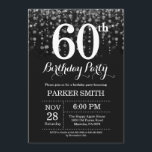 60th Birthday Invitation Silver Glitter<br><div class="desc">60th Birthday Invitation with Silver String Lights with Silver Glitter Background. Silver Birthday. Adult Birthday. Men or Women Bday Invite. 13th 15th 16th 18th 20th 21st 30th 40th 50th 60th 70th 80th 90th 100th, Any age. For further customisation, please click the "Customise it" button and use our design tool to...</div>
