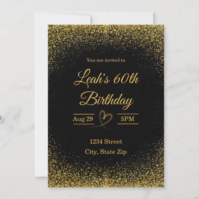 60th Birthday Invitation – Sixty in Gold | Modern (Front)