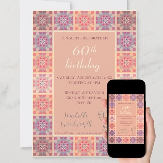 60th Birthday invitation tiles pattern  (Creator Uploaded)