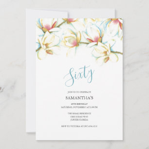 60th Birthday Invitation White Magnolias