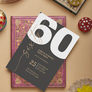 60th Birthday Invitation with Gilded Calligraphy