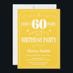 60th Birthday Invitation Yellow and White<br><div class="desc">60th Birthday Invitation Yellow and White Typography. Yellow and White Background. Adult Birthday. Male Men or Women Birthday. Kids Boy or Girl Lady Teen Teenage Bday Invite. 13th 15th 16th 18th 20th 21st 30th 40th 50th 60th 70th 80th 90th 100th. Any Age. For further customisation, please click the "Customise it"...</div>