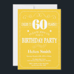 60th Birthday Invitation Yellow and White<br><div class="desc">60th Birthday Invitation Yellow and White Typography. Yellow and White Background. Adult Birthday. Male Men or Women Birthday. Kids Boy or Girl Lady Teen Teenage Bday Invite. 13th 15th 16th 18th 20th 21st 30th 40th 50th 60th 70th 80th 90th 100th. Any Age. For further customisation, please click the "Customise it"...</div>