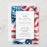 60th Birthday Invitations American Flag
