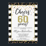 60th birthday invitations, black and gold cheers invitation<br><div class="desc">For more advanced customisation of this design,  simply select the "Customise It" button above!</div>