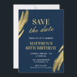 60th birthday invitations Men Save the date Gold<br><div class="desc">Elegant 60th birthday invitations Men Save the date Gold chic</div>