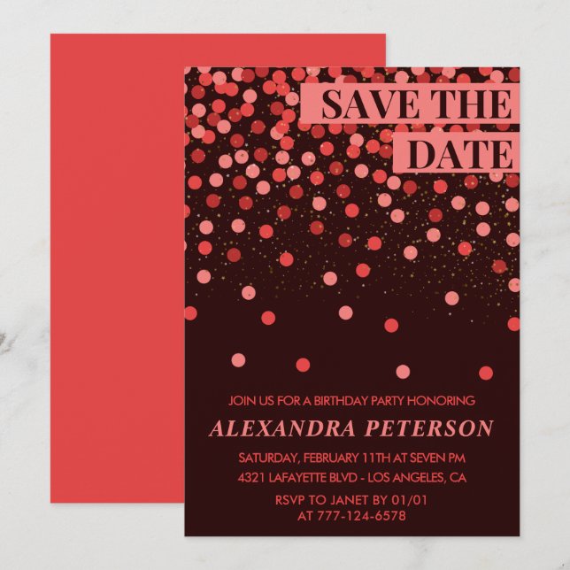 60th birthday invitations Save the date Confetti  (Front/Back)