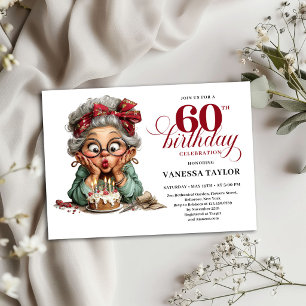 60th Birthday Invite Funny Old Woman Humour Card